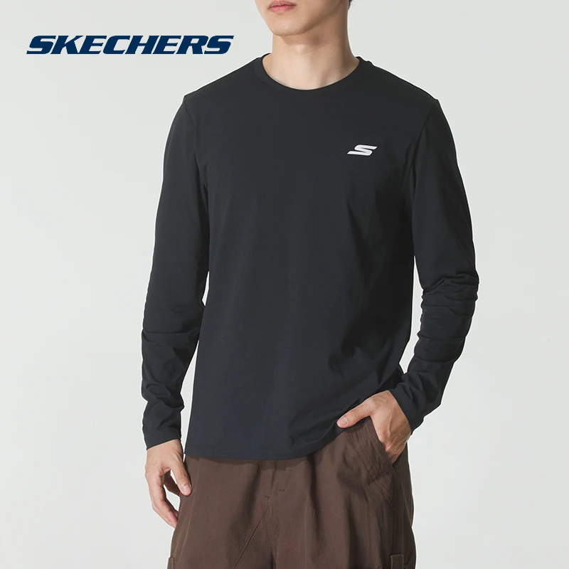 Skechers斯凯奇男长袖t恤2025秋季新款运动休闲套头衫上衣专柜款