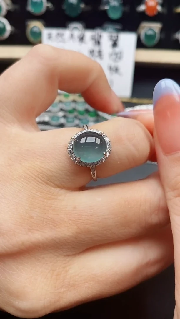 翡翠戒指银S925镶嵌2111