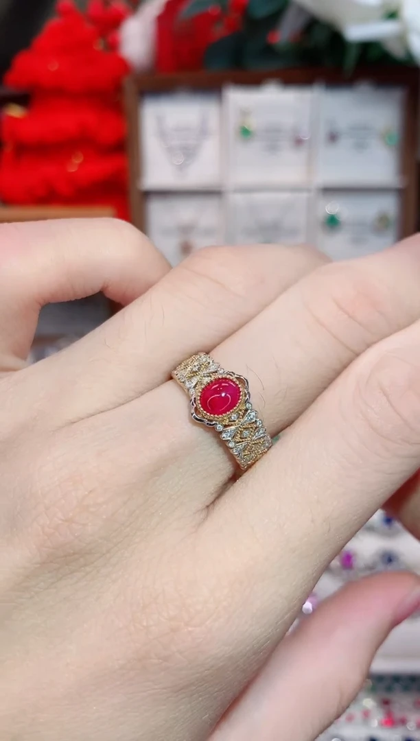 18K金镶嵌戒指红宝石0.78ct/天然宝石/七天无理由