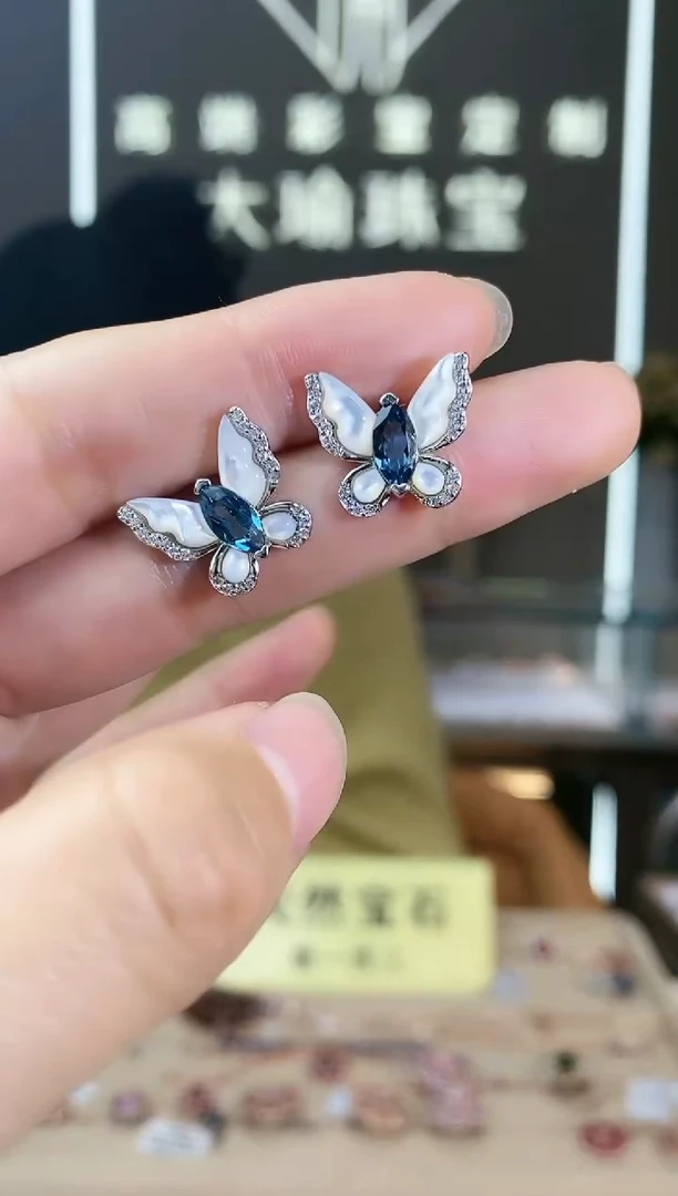 【闪购商品】托帕石耳饰银S925镶嵌耳饰