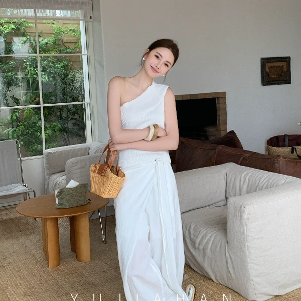 YUJIAHAN于佳含-斜肩针织上衣女