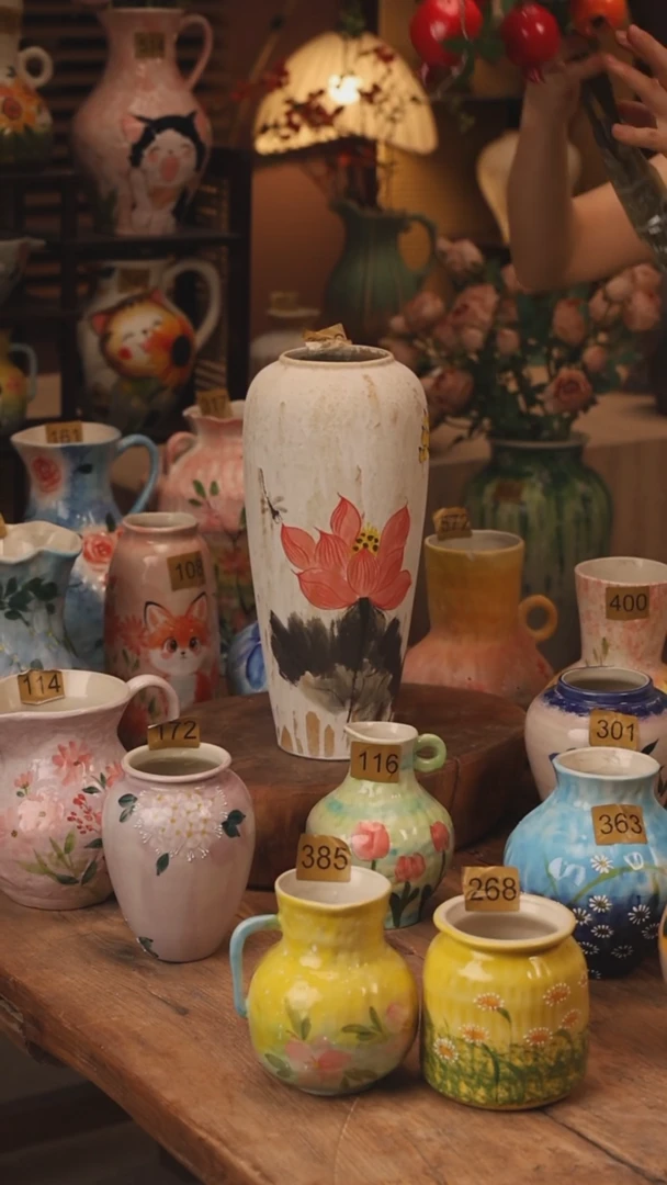 陶瓷220景德镇设计师手作花器摆件侘寂风