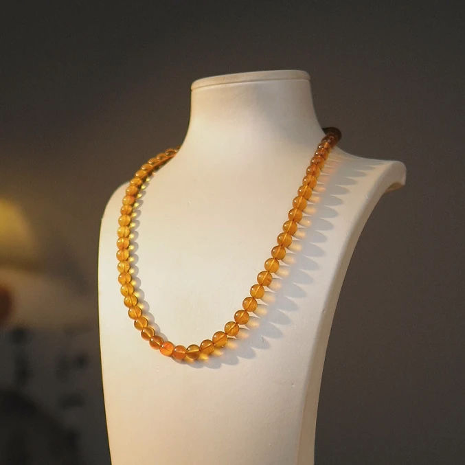 夏歌珠宝-8+缅甸灵草珀妈妈链素款时尚轻奢项链气质精美百搭