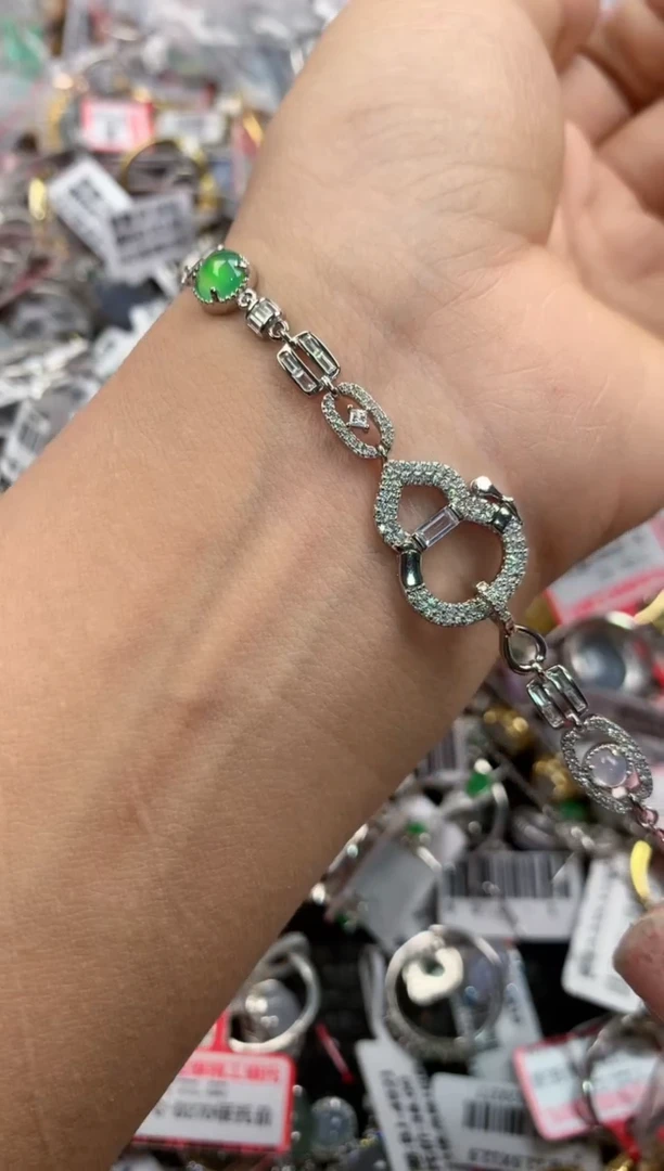 银S925镶嵌戒指翡翠5555----6