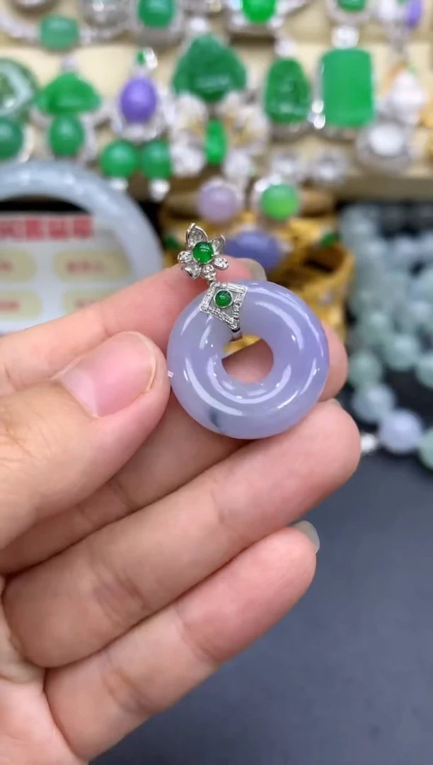 颈饰18K金镶嵌翡翠327-中国好珍宝