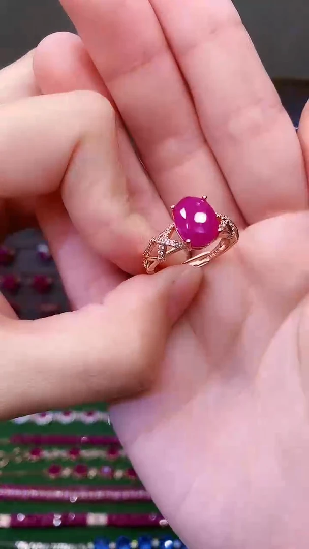 银S925镶嵌戒指红宝石56