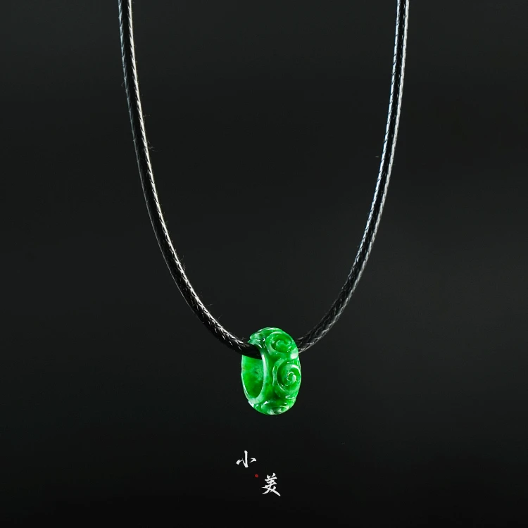 翡翠干青路路通吊坠（多样性发货）赠皮绳