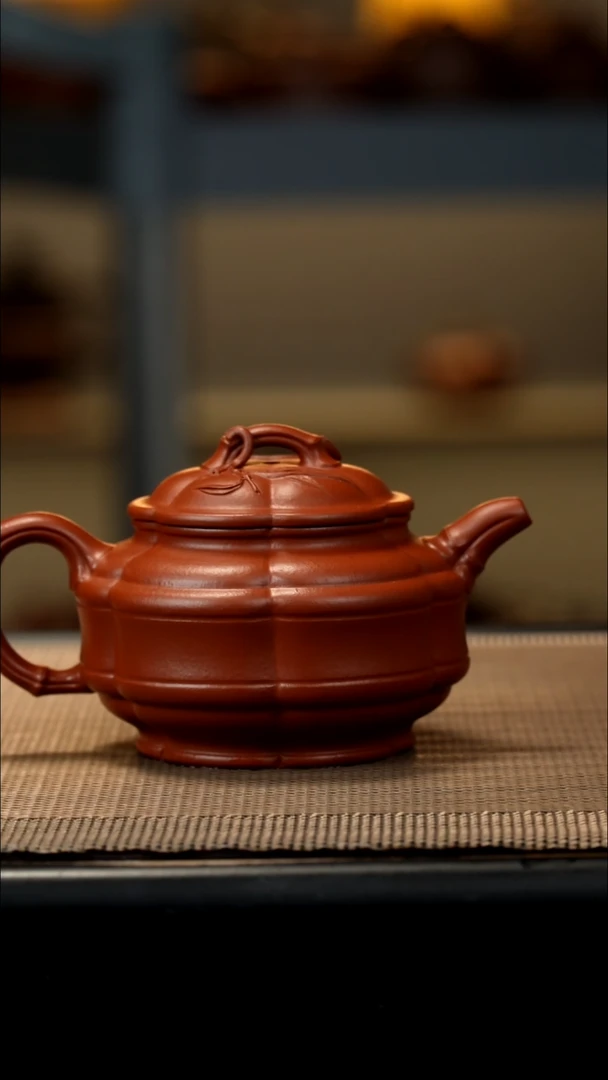 紫砂茶盏?**糖朱泥双线竹鼓