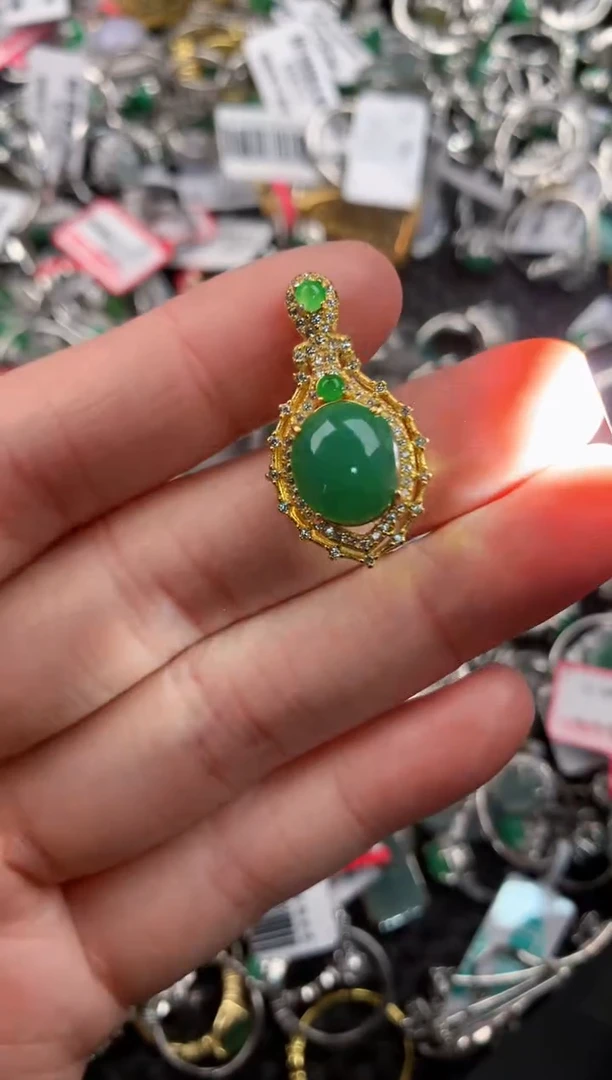 银S925镶嵌戒指翡翠333---10