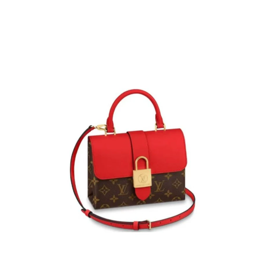 95新 LouisVuitton/路易威登  lv老花锁头BB/拼红