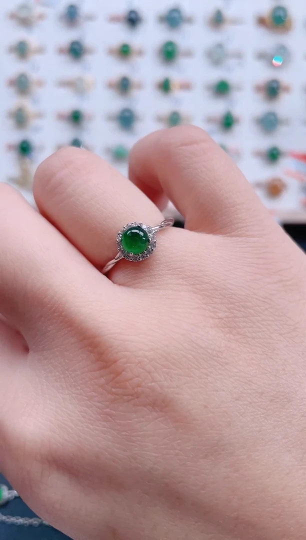 银S925镶嵌戒指翡翠天然翡翠