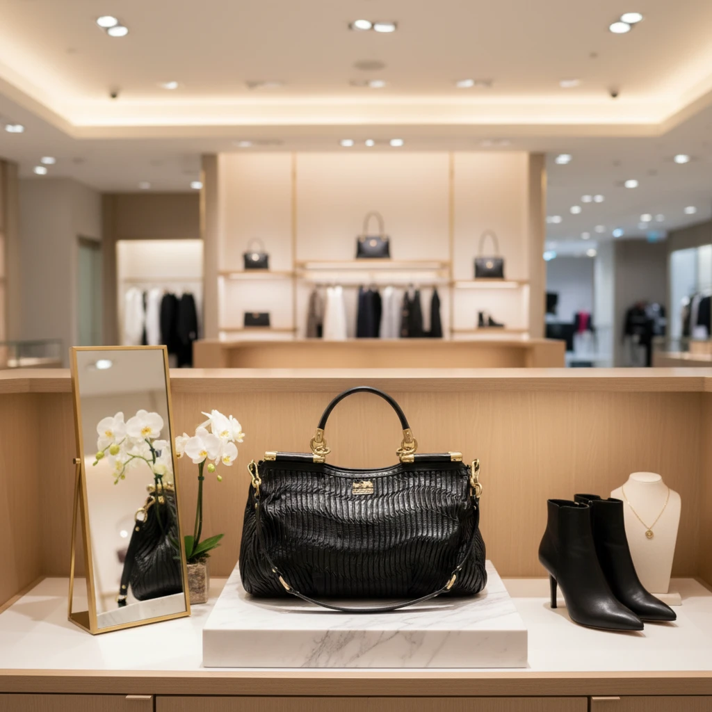 95新 COACH/蔻驰  黑色褶皱手提包  1845 0467