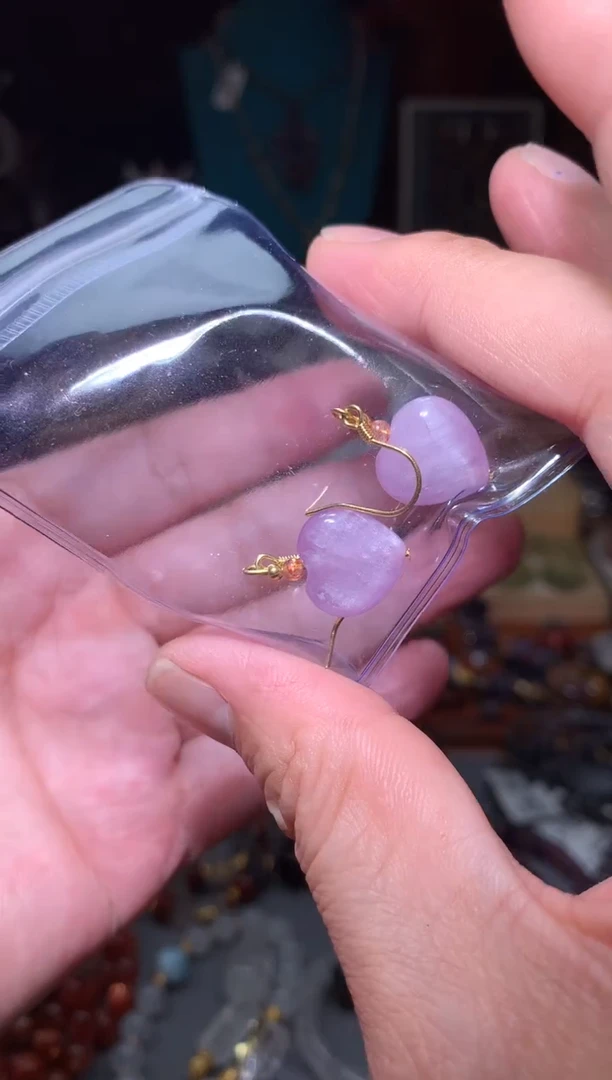 水晶珠宝半成品未镶嵌紫里辉爱心耳钩