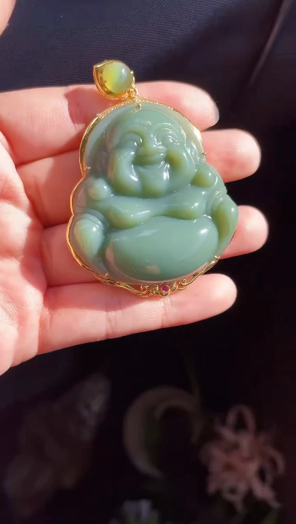 【闪购商品】和田玉吊坠18K金镶嵌48MM 多样性发一