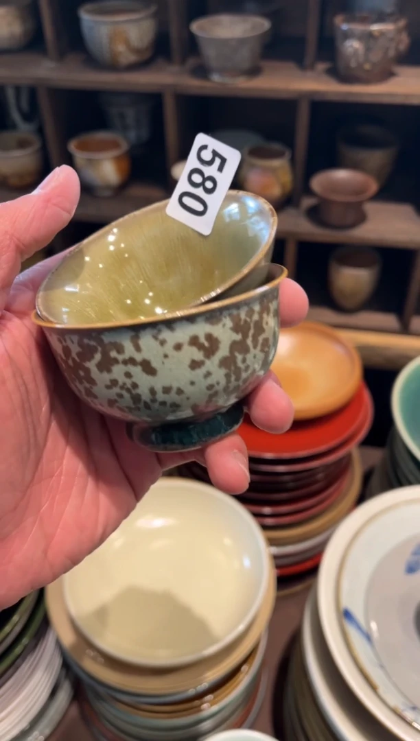 瓷片580 绿色杯子2个