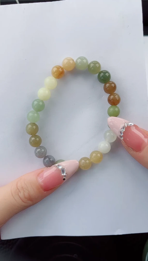 手串未镶嵌和田玉555岚钻微色差T卡8多宝