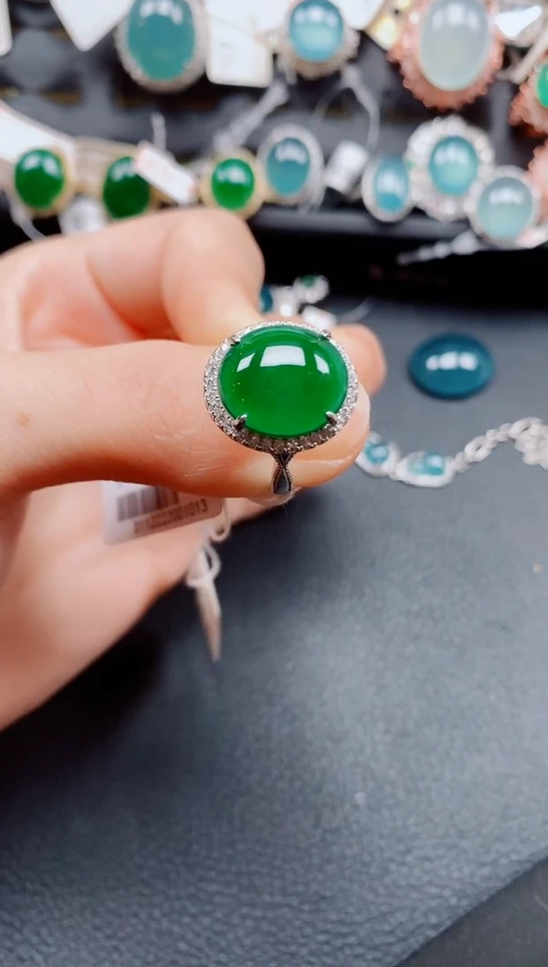 银S925镶嵌戒指翡翠翡翠