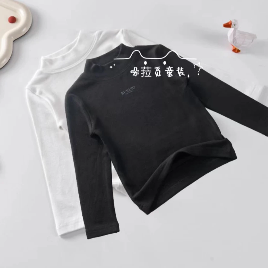 【哚菈觅童装】儿童修身打底衫德绒半高领长袖百搭基础上衣宝宝内搭