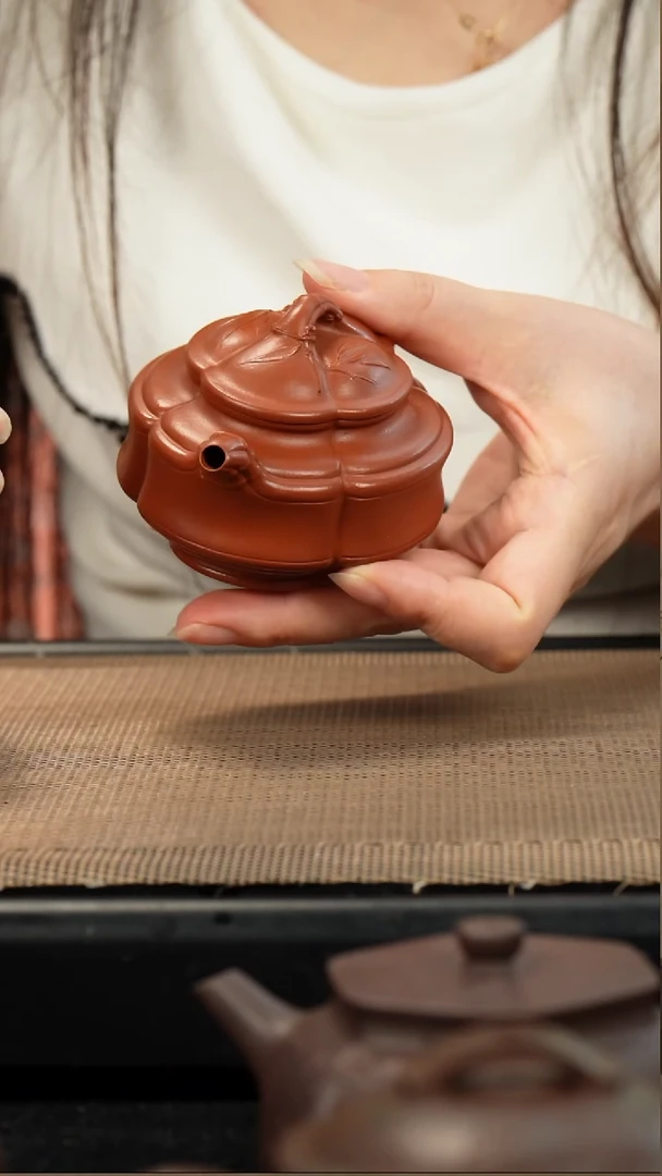 茶壶紫砂玩****馆朱泥双线竹鼓140