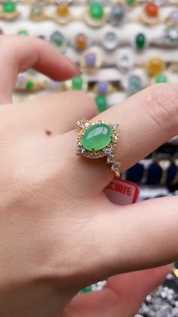 银S925镶嵌戒指翡翠145