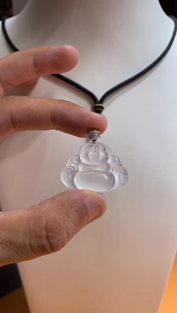 吊坠(不含链)18K金镶嵌翡翠佛公18500