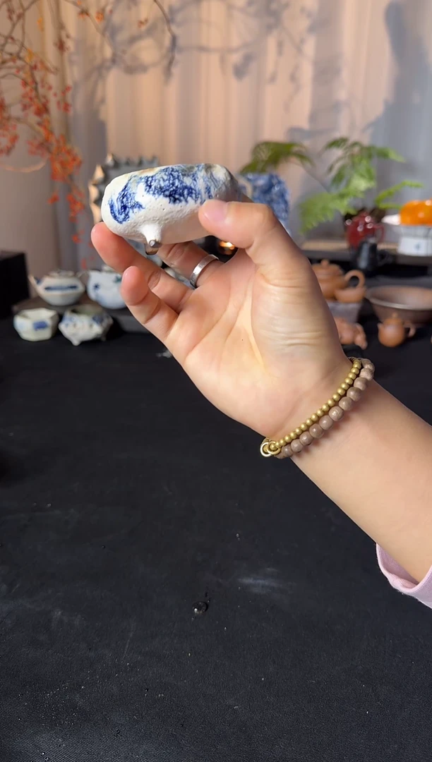 杯子陶粉引矮三足杯