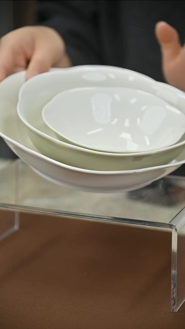 白瓷5寸、7寸、9寸加深菜盘1套