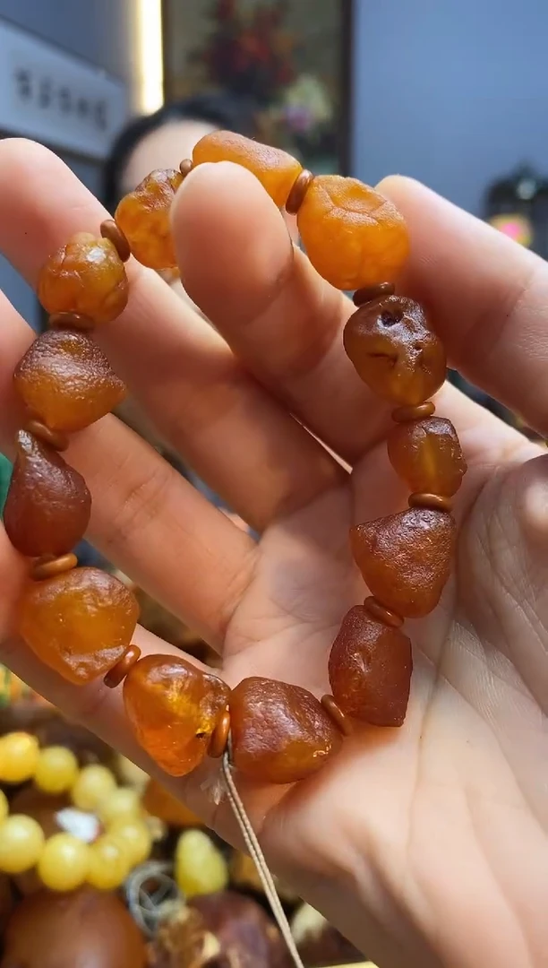 手串琥珀未镶嵌夜*手串
