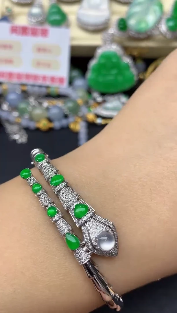 18K金镶嵌手镯翡翠366-翡翠雪姐天天见