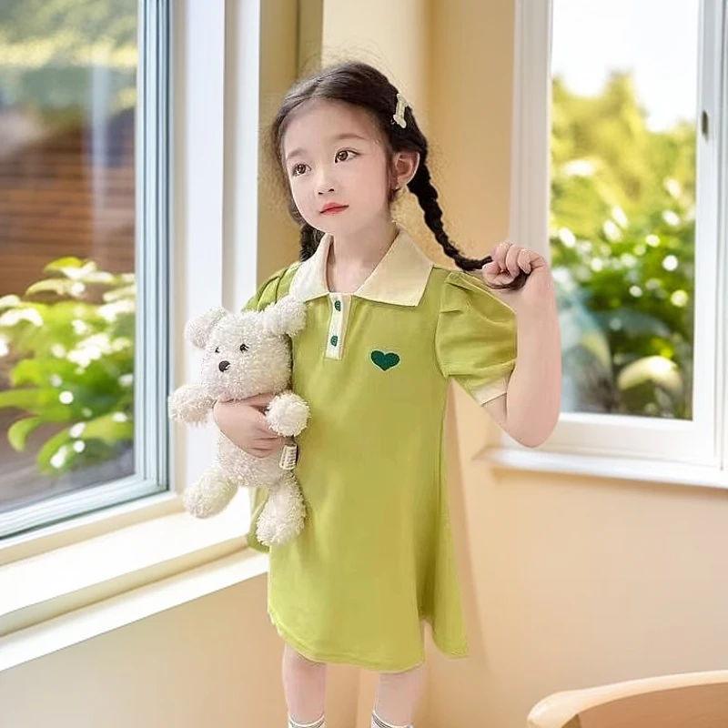 夏季儿童休闲宝宝中大童儿童休闲宝宝中大童女童洋气时尚女孩翻领