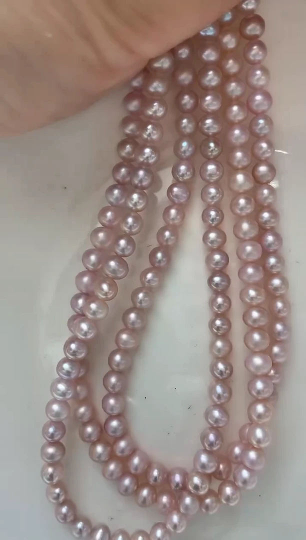 项链未镶嵌淡水珍珠290   6mm粉色系全珠项链（多样性发一）