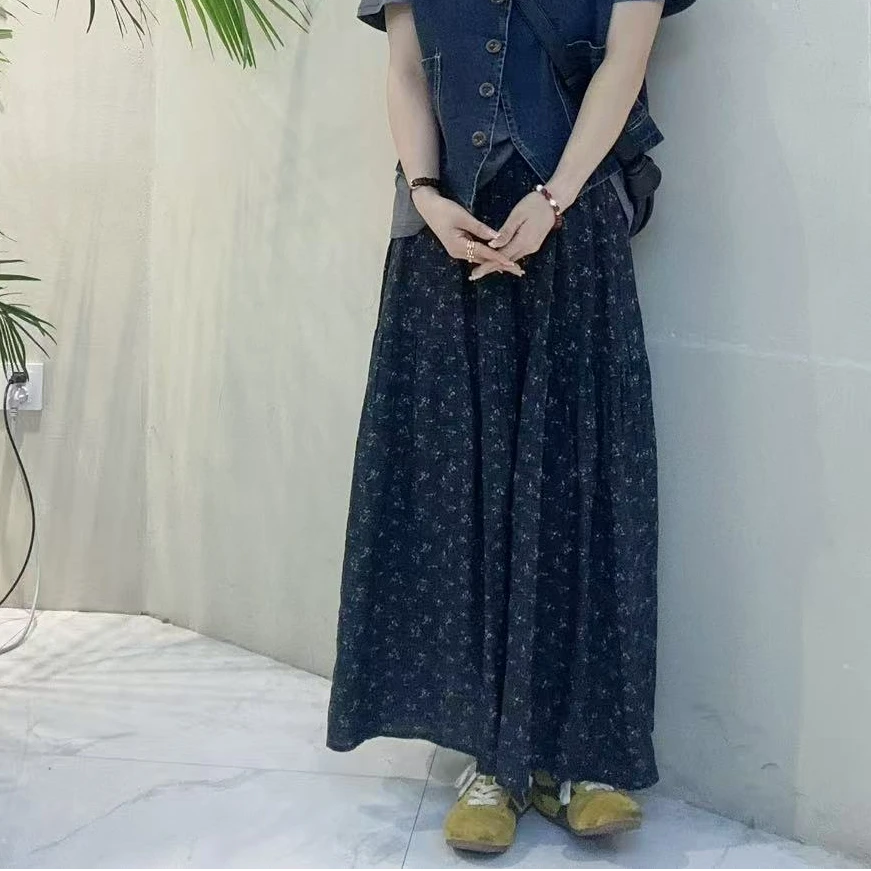 碎花半裙松紧腰头半裙【喜田】#3263