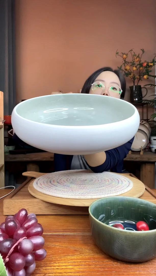 陶瓷12英寸大肚子喷墨工艺大汤碗 微瑕疵