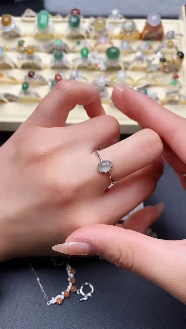 【闪购商品】翡翠戒指银S925镶嵌4444444+1