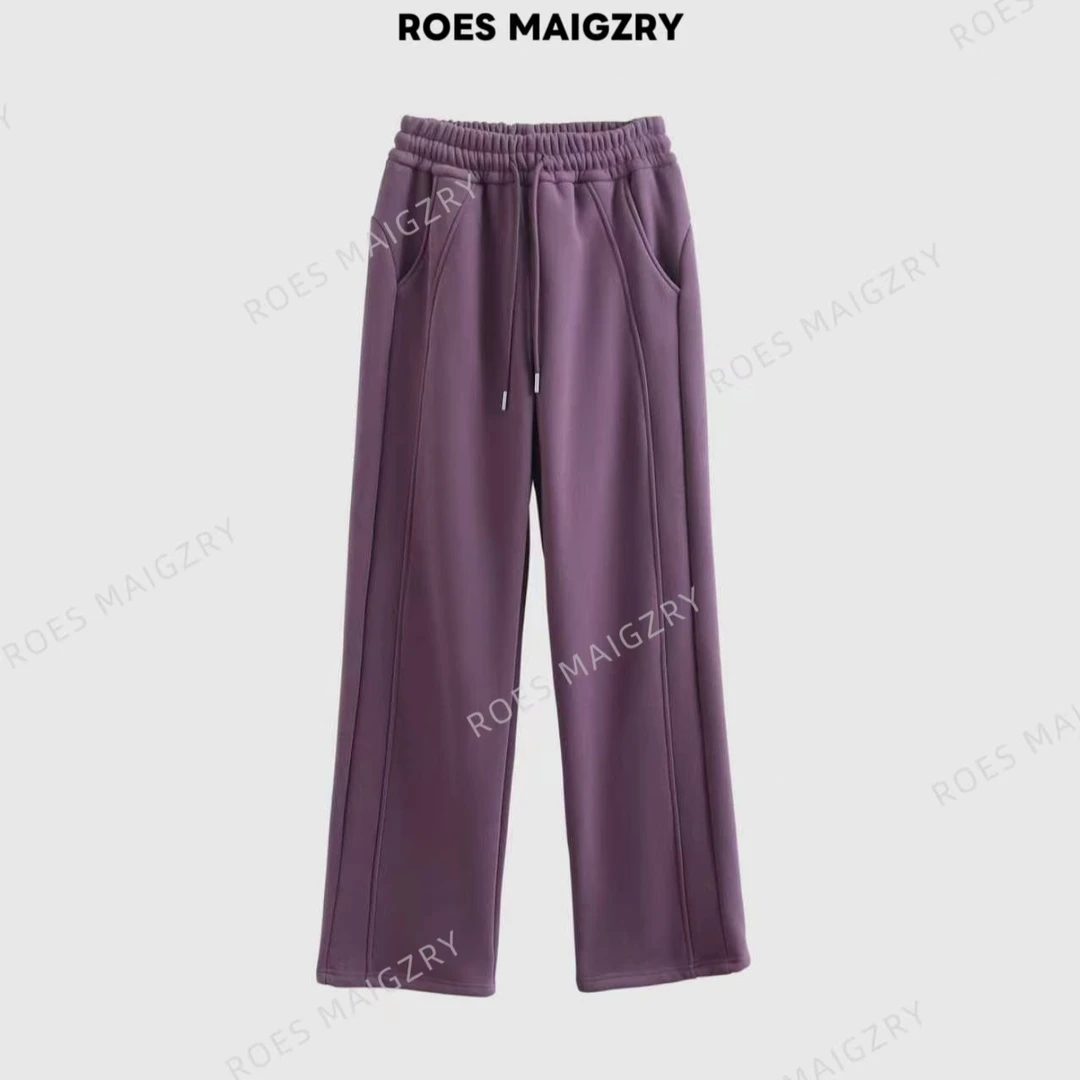 ROES MAIGZRY冬季爆款加绒加厚提臀线拼接显高显瘦百搭运动裤