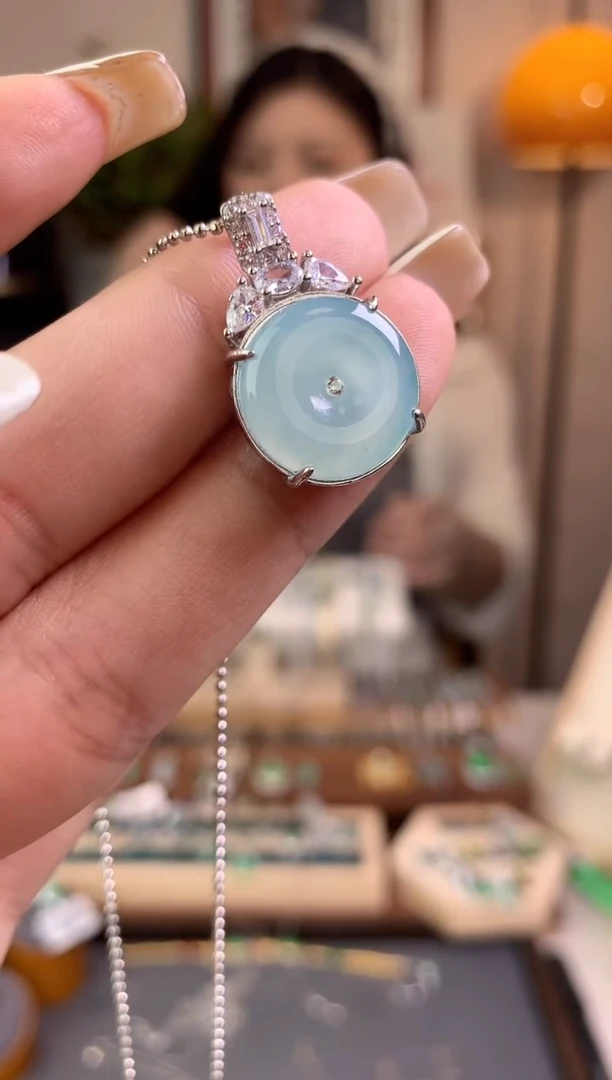 银S925镶嵌手链翡翠【挽石珠宝】平安扣