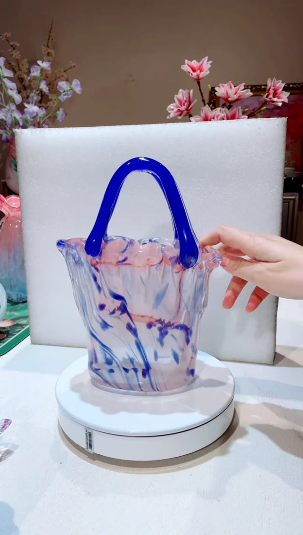 【闪购商品】琉璃手工艺品蓝色把手包包   微瑕