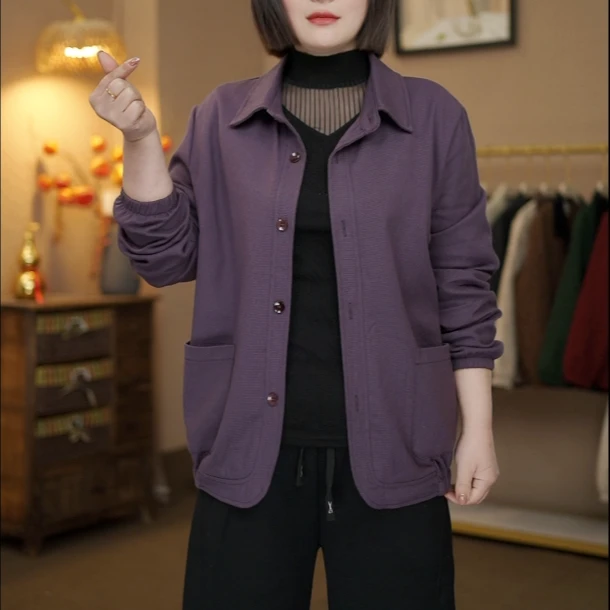 2025年春秋新款时尚减龄妈妈装衬衫外套休闲洋气百搭显瘦纯色上衣