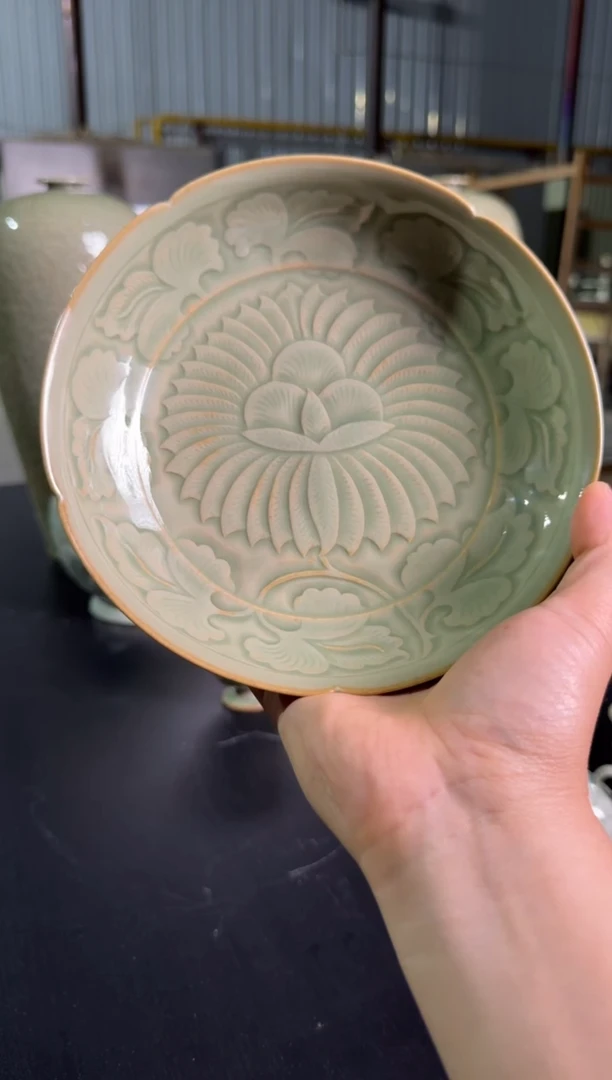 默认牡丹盘耀州窑仰山