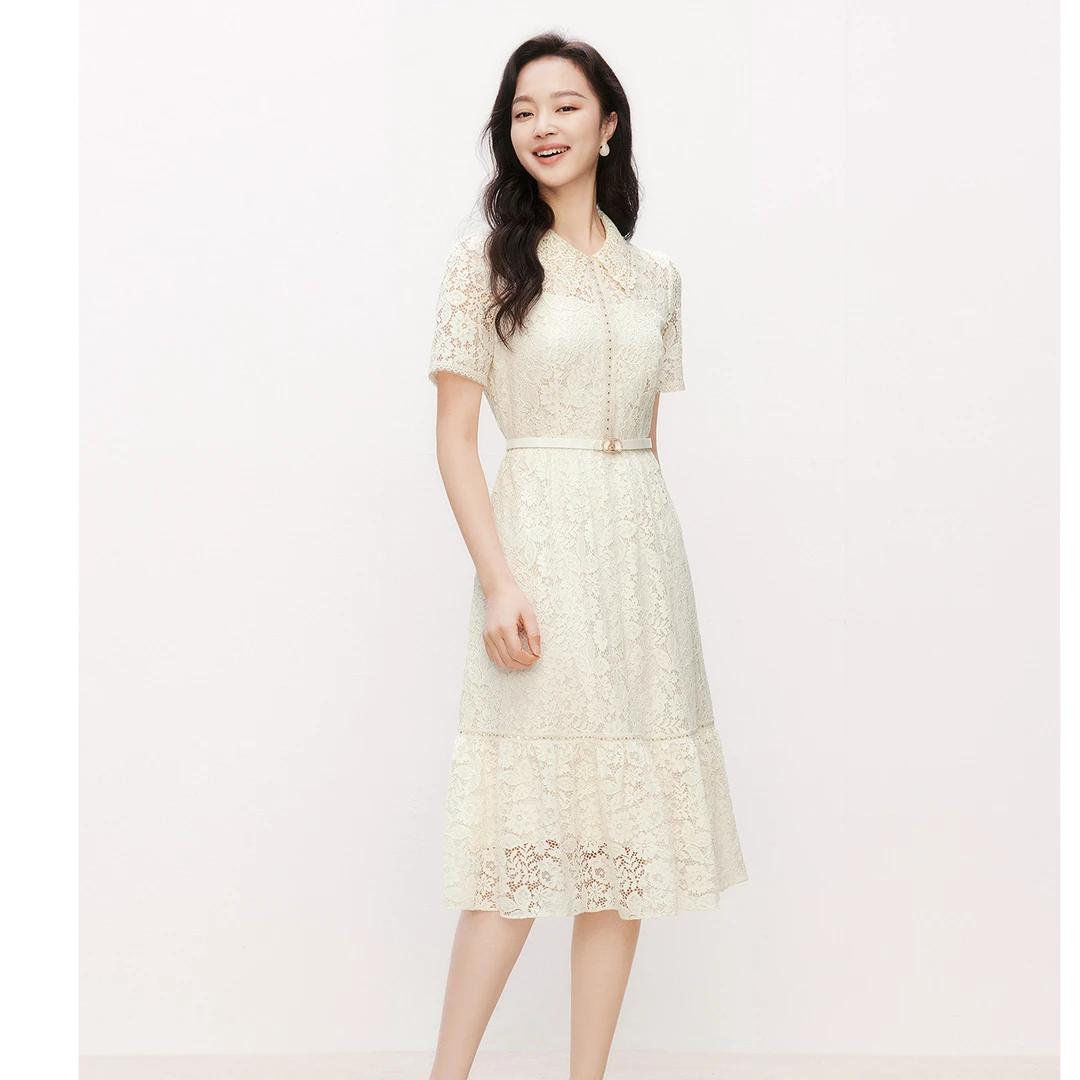 【丽公主专属】珂莱蒂尔夏季新款收腰短袖连衣裙女优KF12128D1