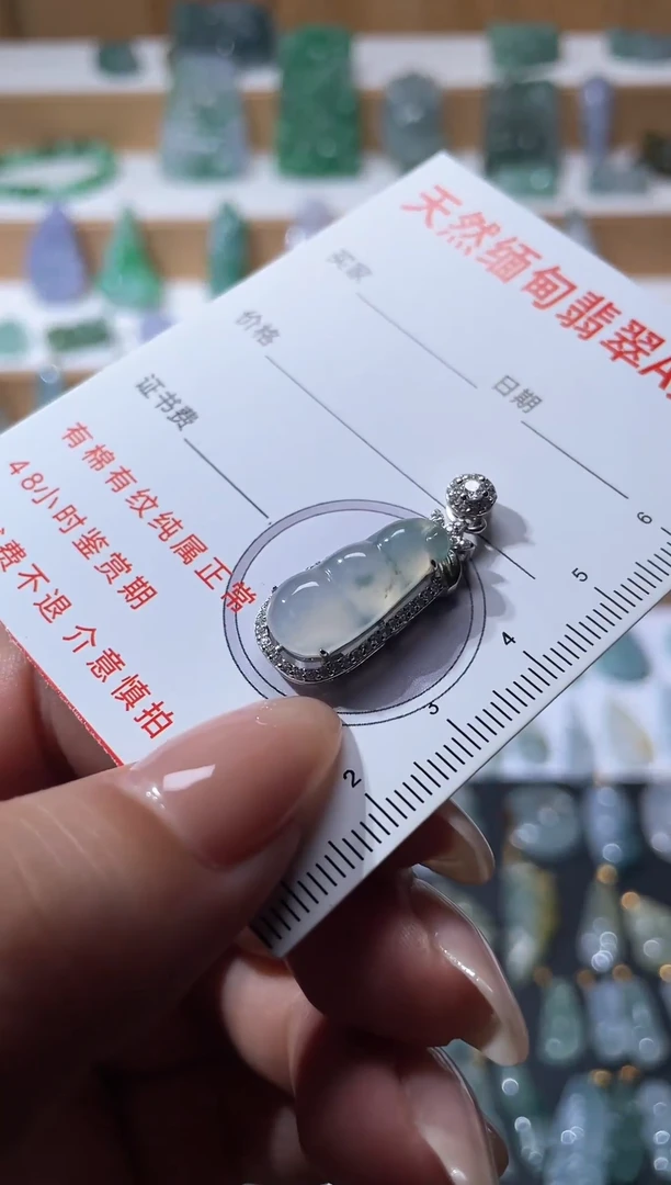 吊坠(不含链)银S925镶嵌翡翠豆子