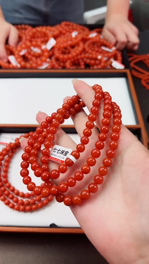 【闪购商品】南红玛瑙长串未镶嵌阿东寨亮光高高品7+一条