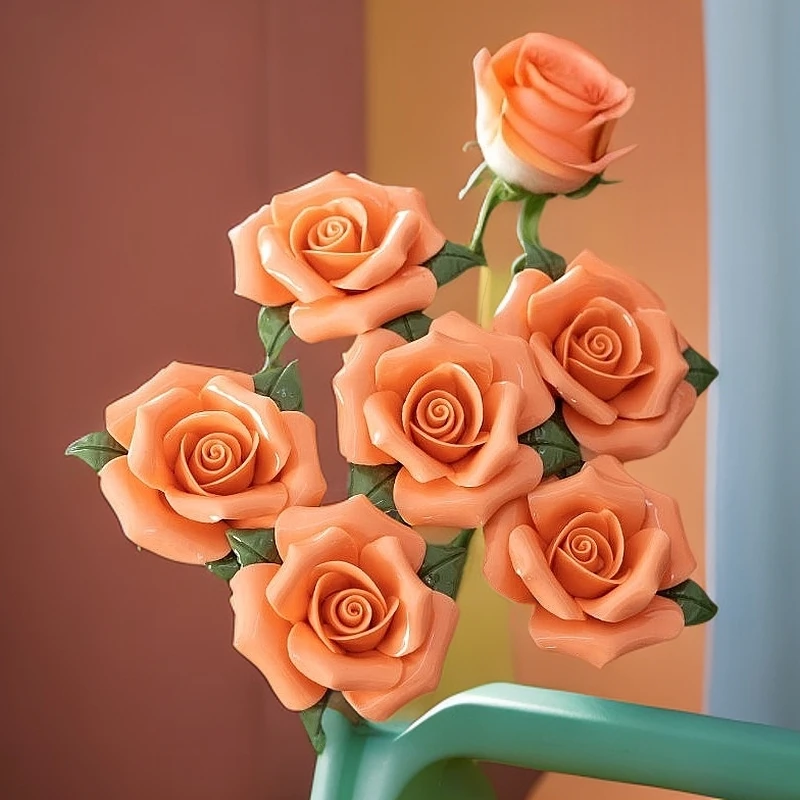 景德镇手工陶瓷花朵仿真花卧室办公室装饰品摆件永生花陶土创意品