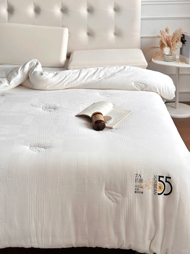 55%大豆纤维被子A类全棉华夫格提花春秋被加厚冬被子母被空调被