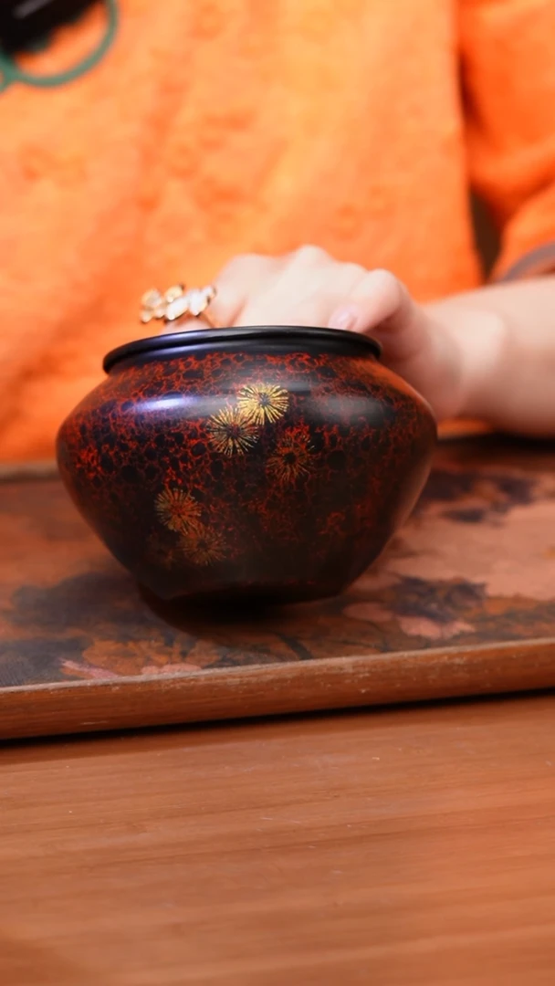 【闪购商品】老铁漆器建水/蝉翼纹红金