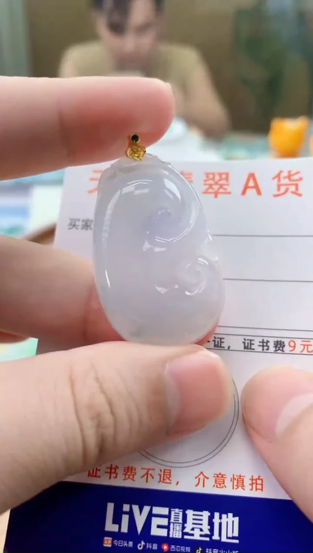 颈饰18K金镶嵌翡翠天然A货翡翠挂件