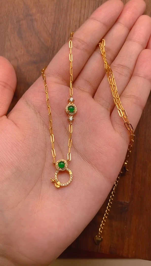 【闪购商品】翡翠项链银S925镶嵌蛋面项链