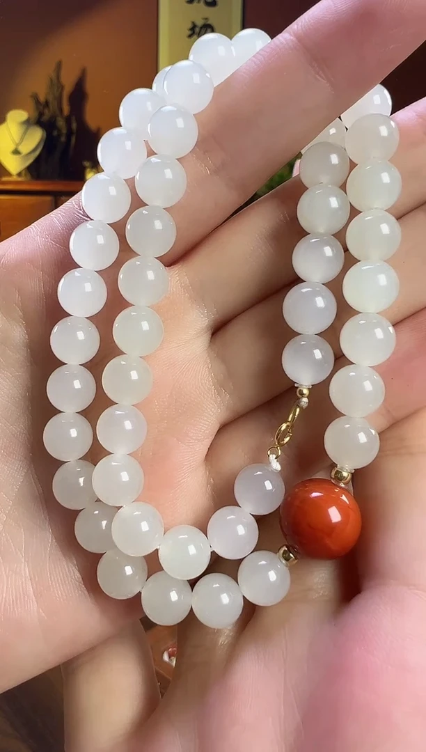 【闪购商品】和田玉颈饰18K金镶嵌白玉