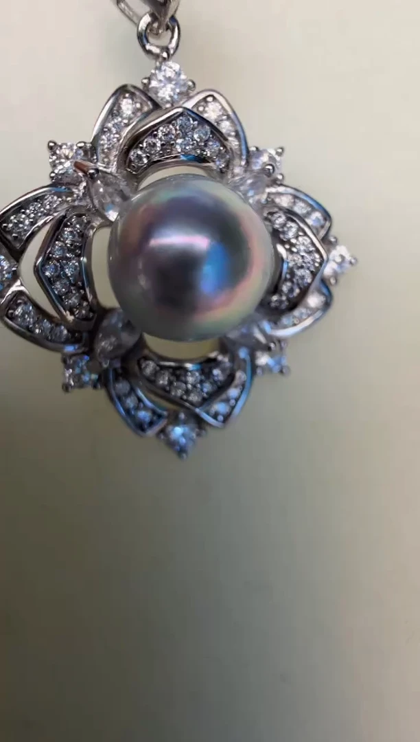 海水珍珠银S925镶嵌颈饰吊坠