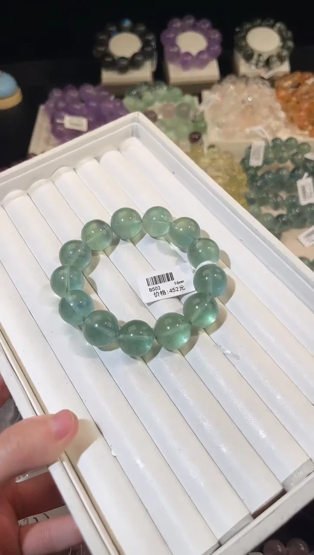 未镶嵌手链萤石多样性发一q57湖水蓝绿16mm